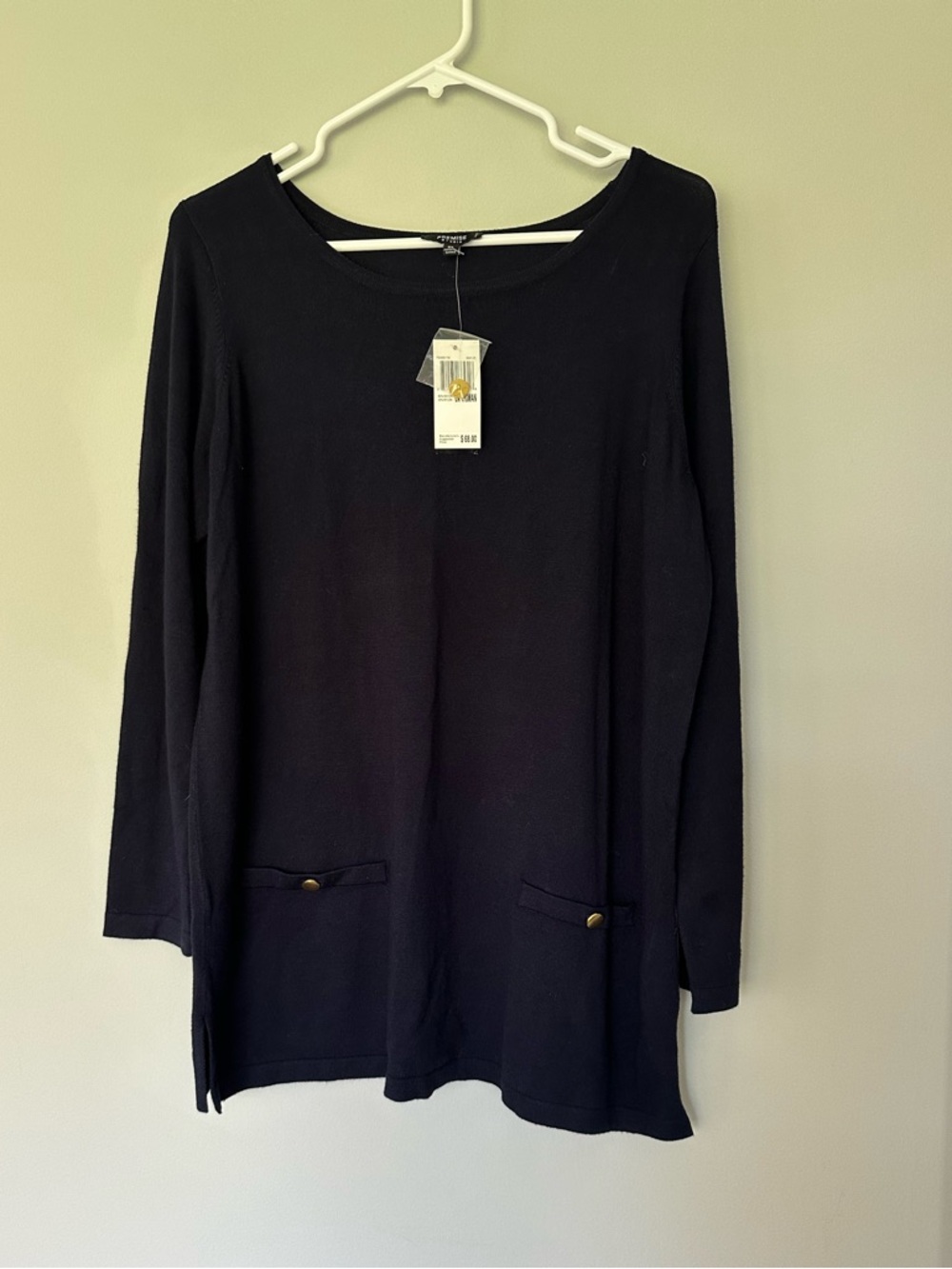 Premise Navy Blue Long-Sleeve Tunic with Pocket Tabs